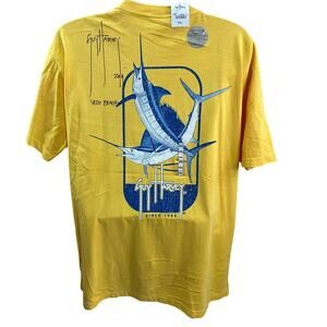 Guy Harvey 2014 Autographed T Shirt SZ XXL Yellow Big logo Sword Fish